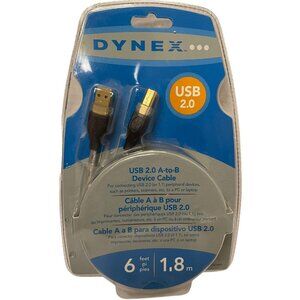 Dynex‎ USB 2.0 A-To-B Device Cable 6 Ft/1.8 Meters For Printers & Scanners